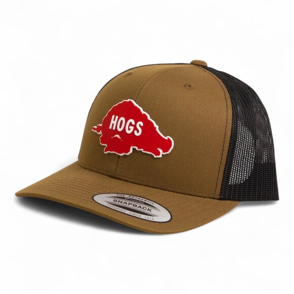 Arkansas Razorbacks Retro HOGS Red YP Snapback Hat- Coyote/ Black - Picture 1 of 3